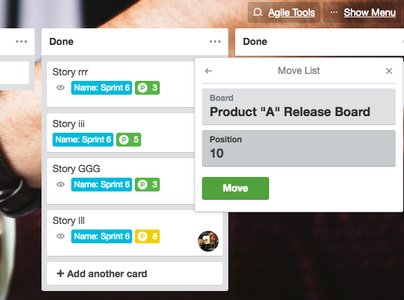 Release planning with Trello