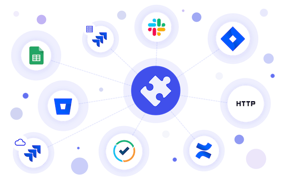 Logos in circles of varying sizes representing the products autoblocks can integrate with