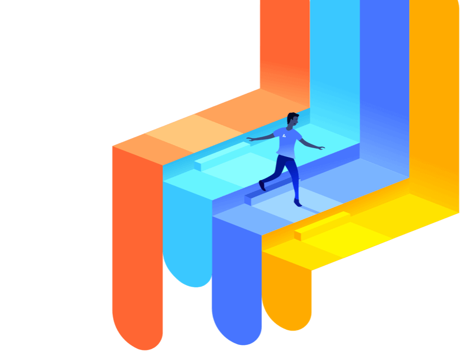 Illustration of rainbow coloured stairs